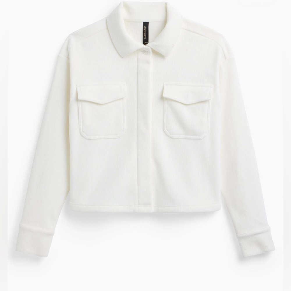 Mondetta Women's White Corduroy Ribbed Cropped Jacket Size Medium NWOT - Picture 3 of 5